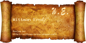 Wittman Ernő névjegykártya